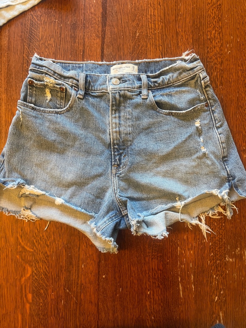 Abercrombie & Fitch Distressed Light Blue Denim Cutoff Shorts